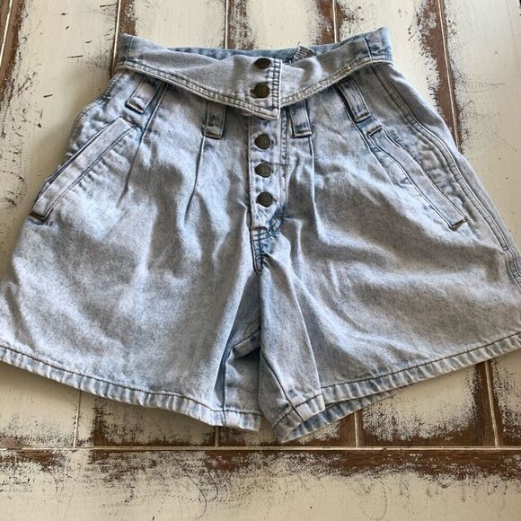 Vintage 90’s Express high waist paper bag denim short size 3/4 - Picture 1 of 8